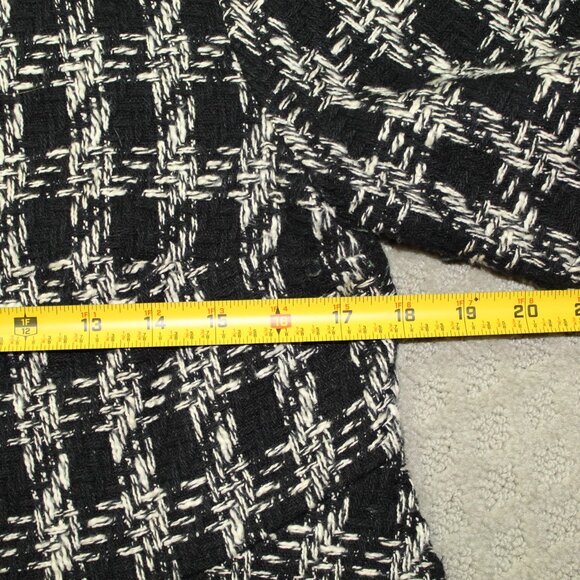 Zara Woman Size M Black White Houndstooth Fringe Top - Picture 4 of 4